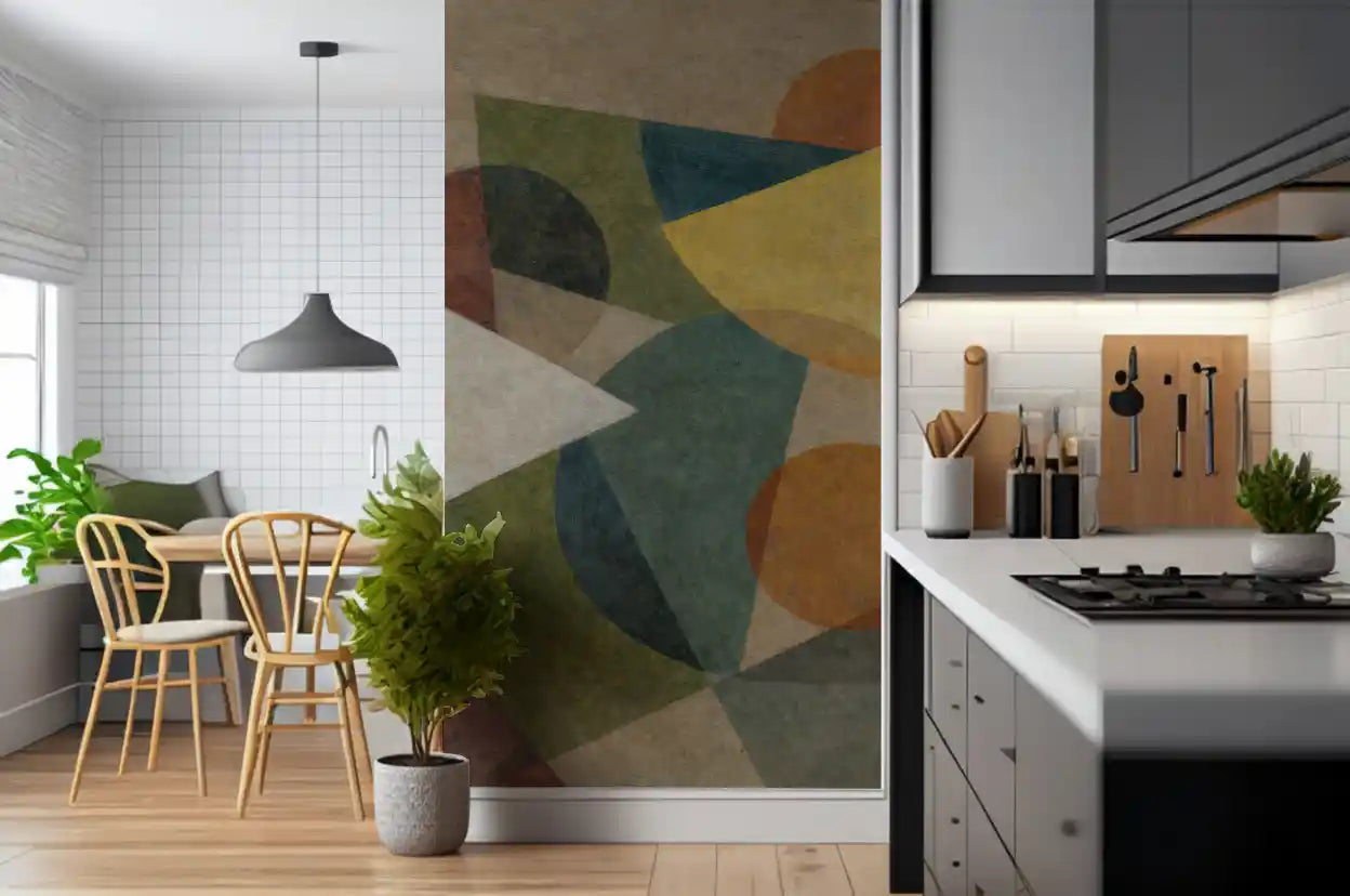Abstract Geometric Earth Tones Wall Mural