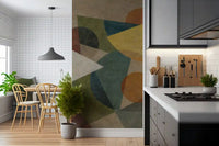 Abstract Geometric Earth Tones Wall Mural