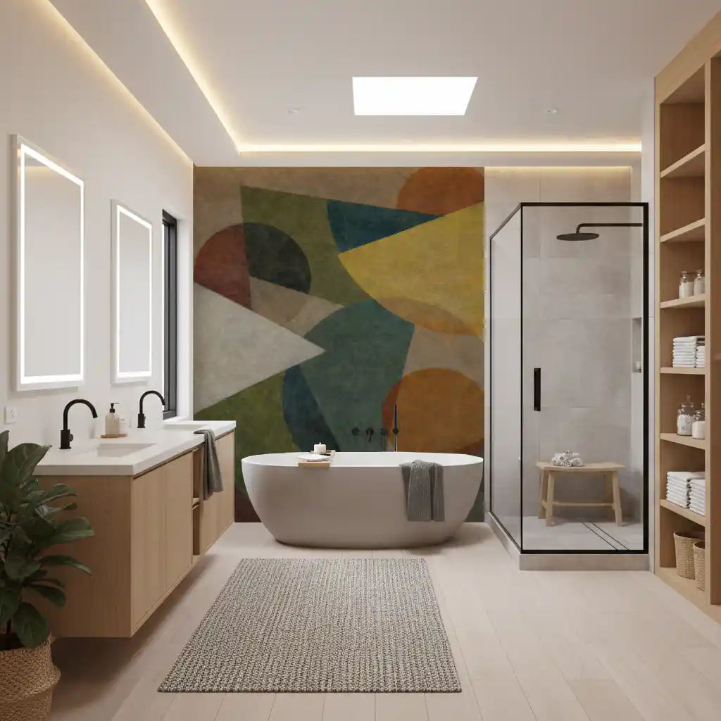 Abstract Geometric Earth Tones Wall Mural