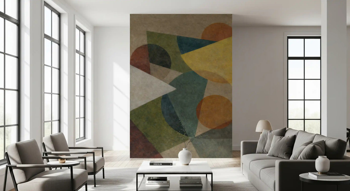 Abstract Geometric Earth Tones Wall Mural