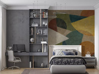 Abstract Geometric Earth Tones Wall Mural