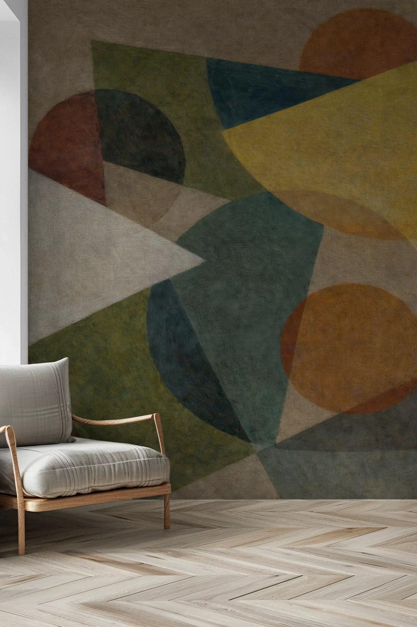 Abstract Geometric Earth Tones Wall Mural