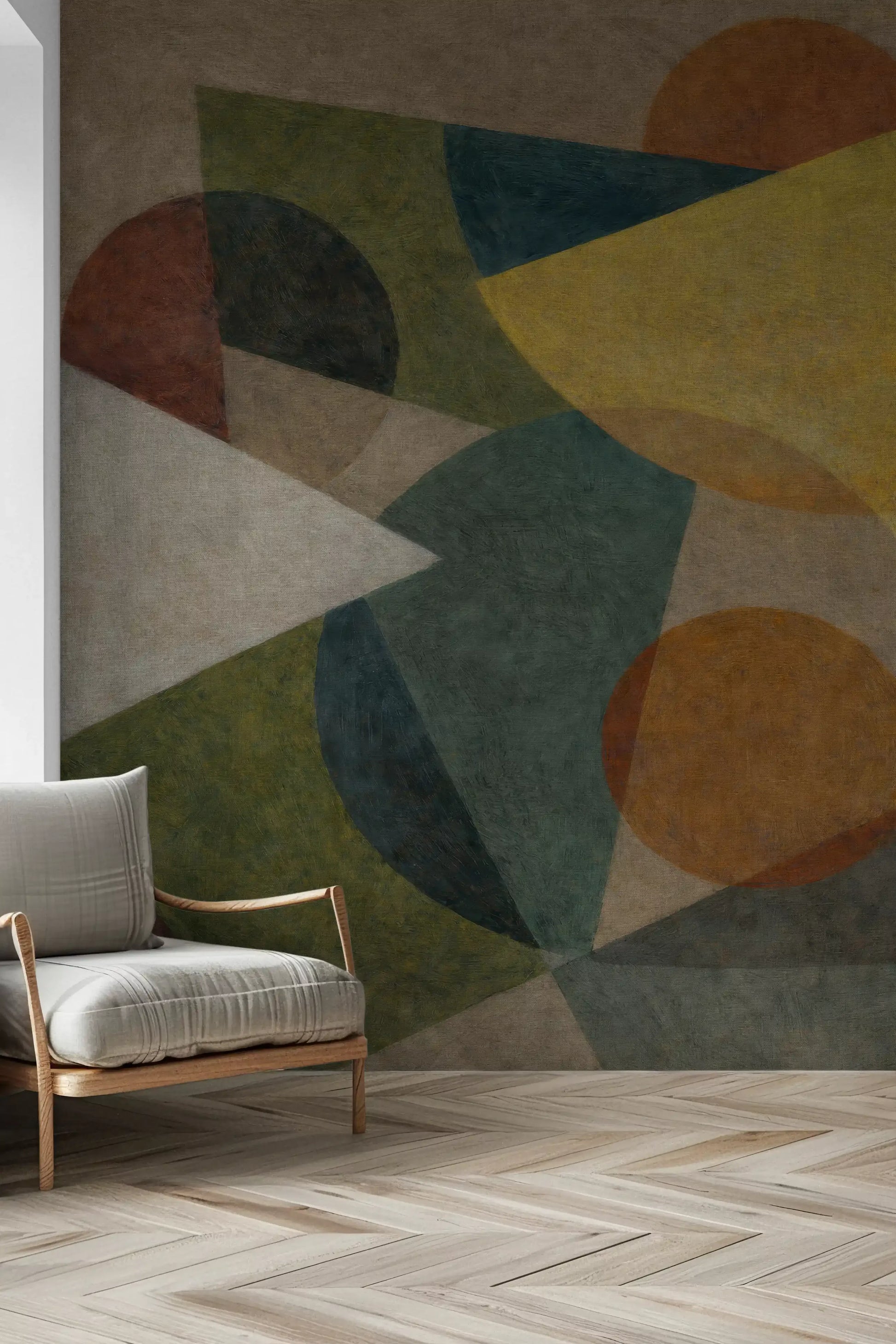 Abstract Geometric Earth Tones Wall Mural