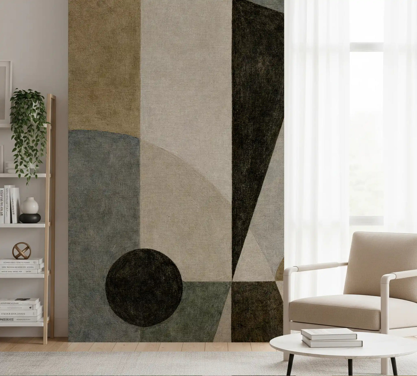 Geometric Earth Tone Cubism Wall Mural