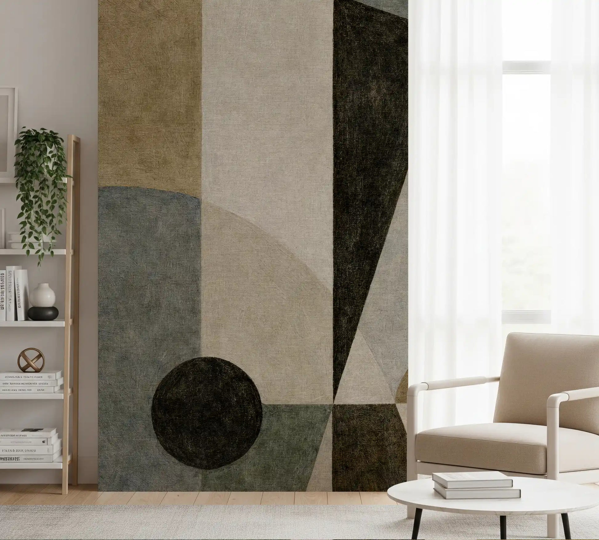 Geometric Earth Tone Cubism Wall Mural