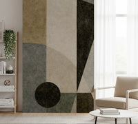 Geometric Earth Tone Cubism Wall Mural