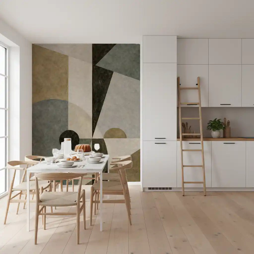 Geometric Earth Tone Cubism Wall Mural