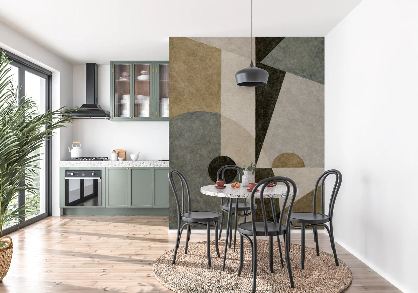 Geometric Earth Tone Cubism Wall Mural