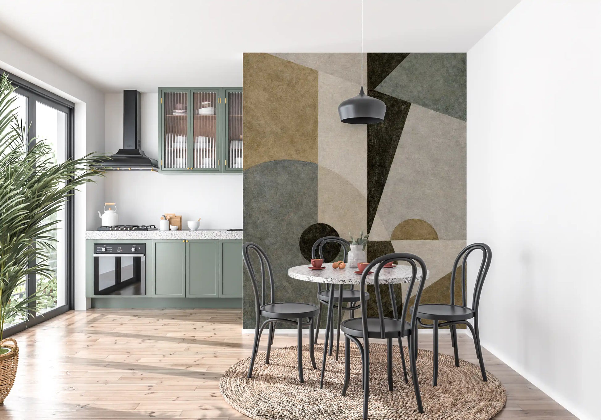 Geometric Earth Tone Cubism Wall Mural