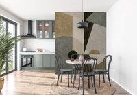 Geometric Earth Tone Cubism Wall Mural