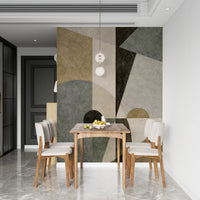 Geometric Earth Tone Cubism Wall Mural