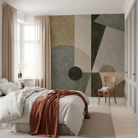 Geometric Earth Tone Cubism Wall Mural