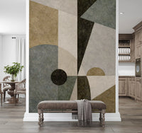 Geometric Earth Tone Cubism Wall Mural