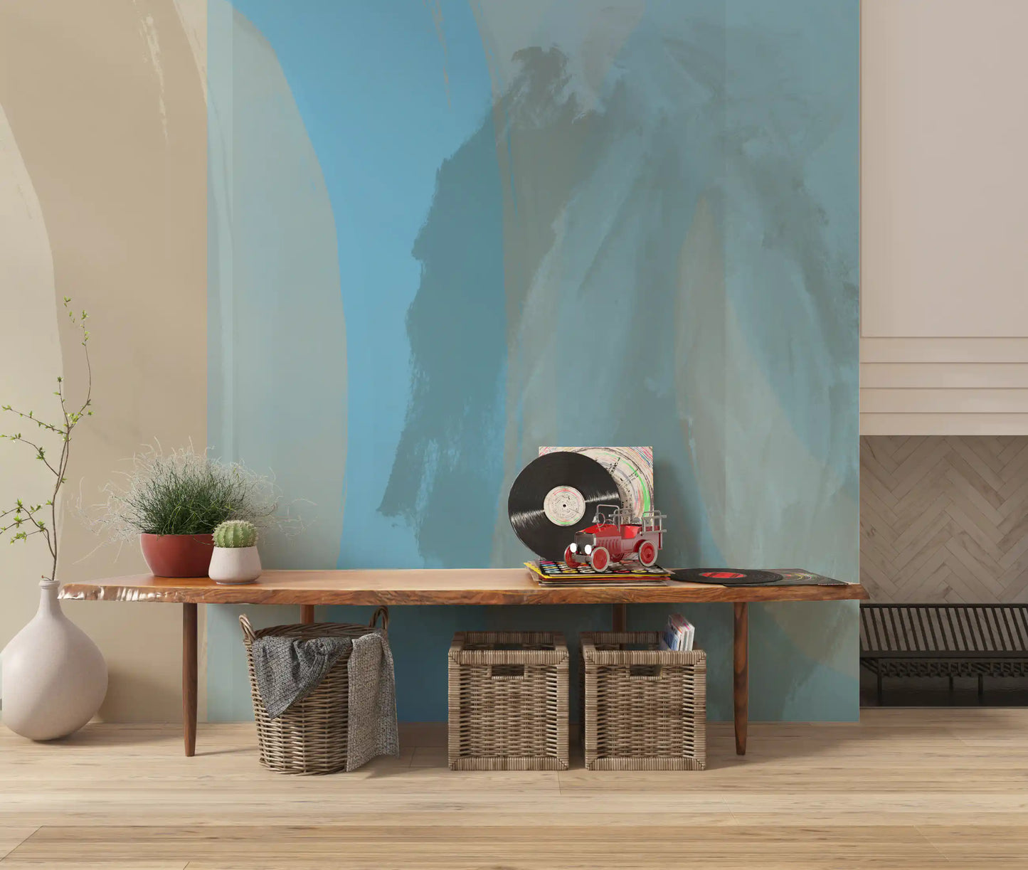 Abstract Coastal Blue Layers Wall Mural