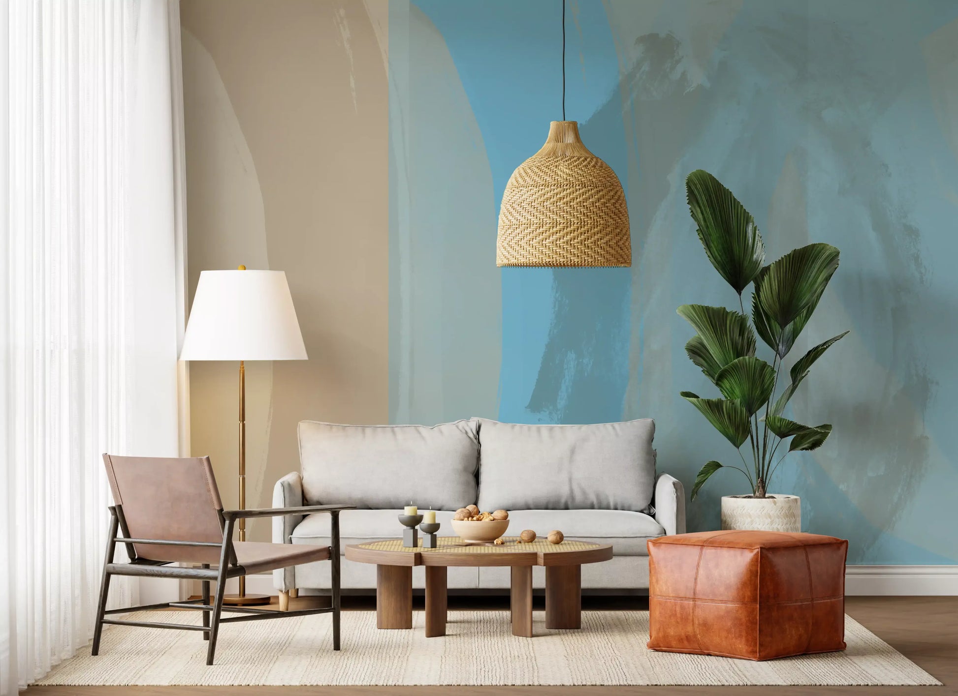 Abstract Coastal Blue Layers Wall Mural