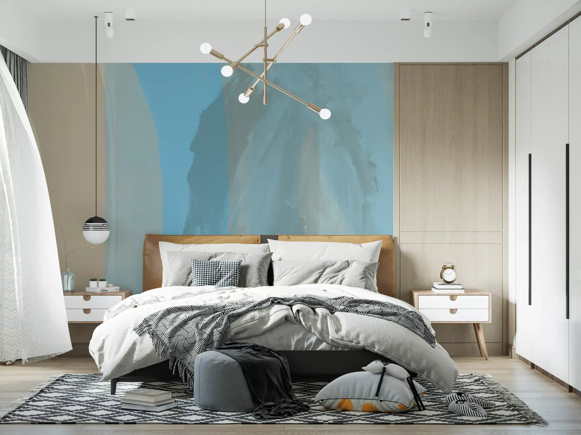 Abstract Coastal Blue Layers Wall Mural