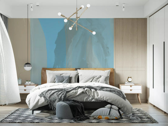 Abstract Coastal Blue Layers Wall Mural