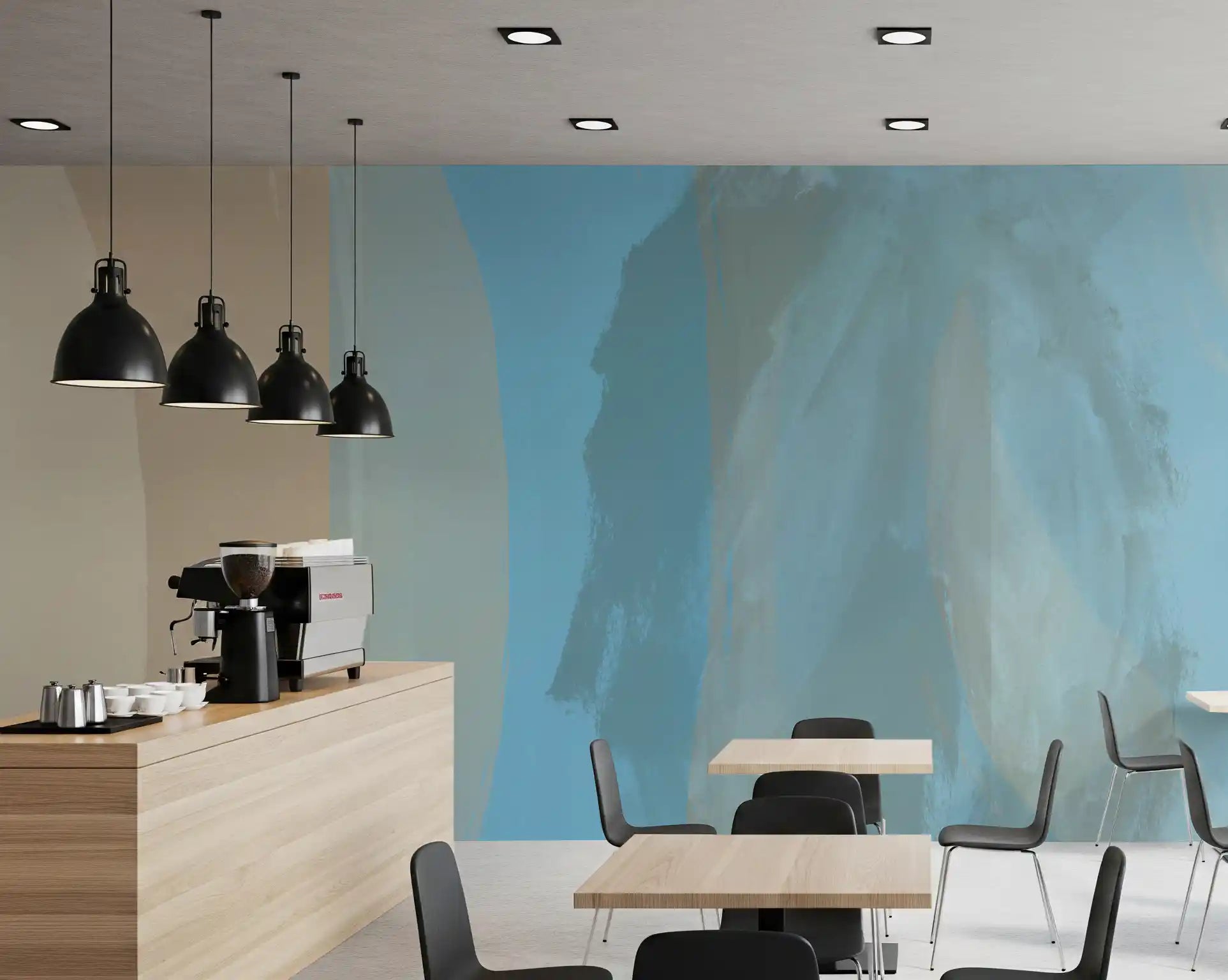 Abstract Coastal Blue Layers Wall Mural