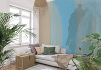 Abstract Coastal Blue Layers Wall Mural