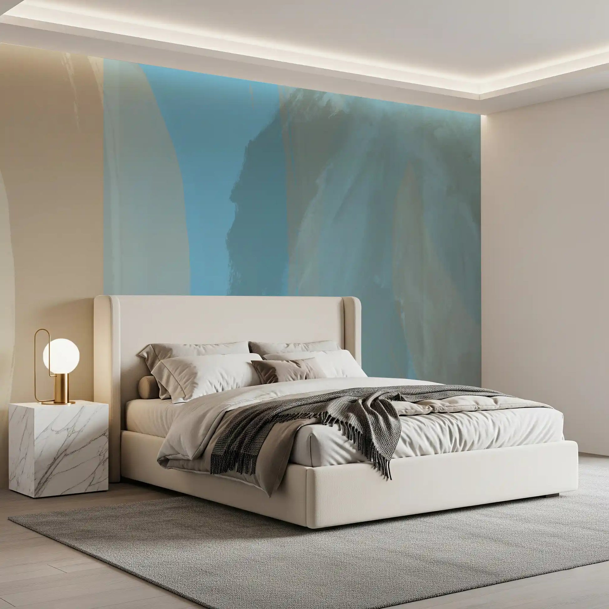 Abstract Coastal Blue Layers Wall Mural