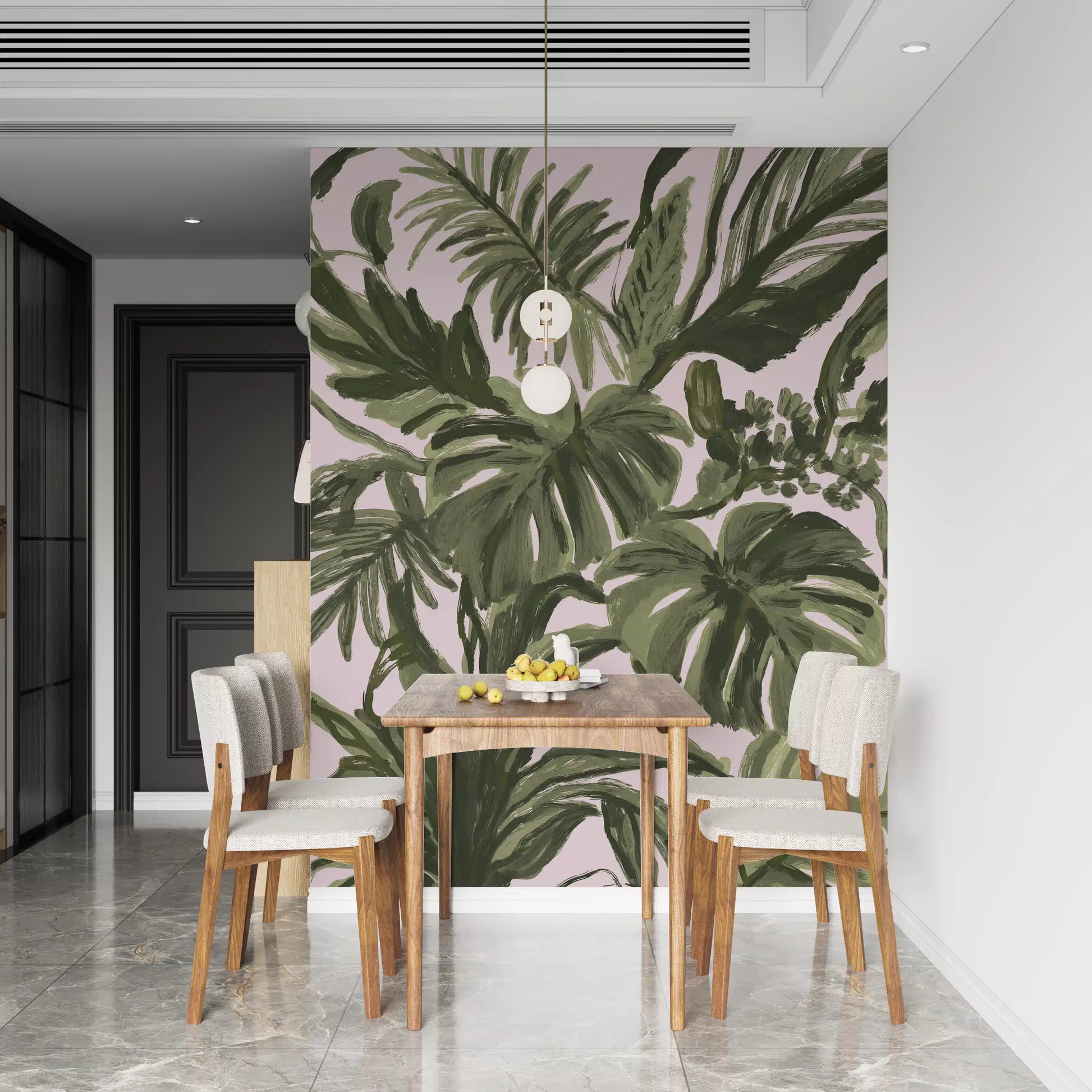 Verdant Brushstroke Tropical Foliage Wall Mural