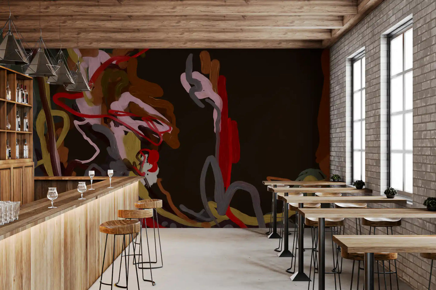 Abstract Painted Trails Wall Mural