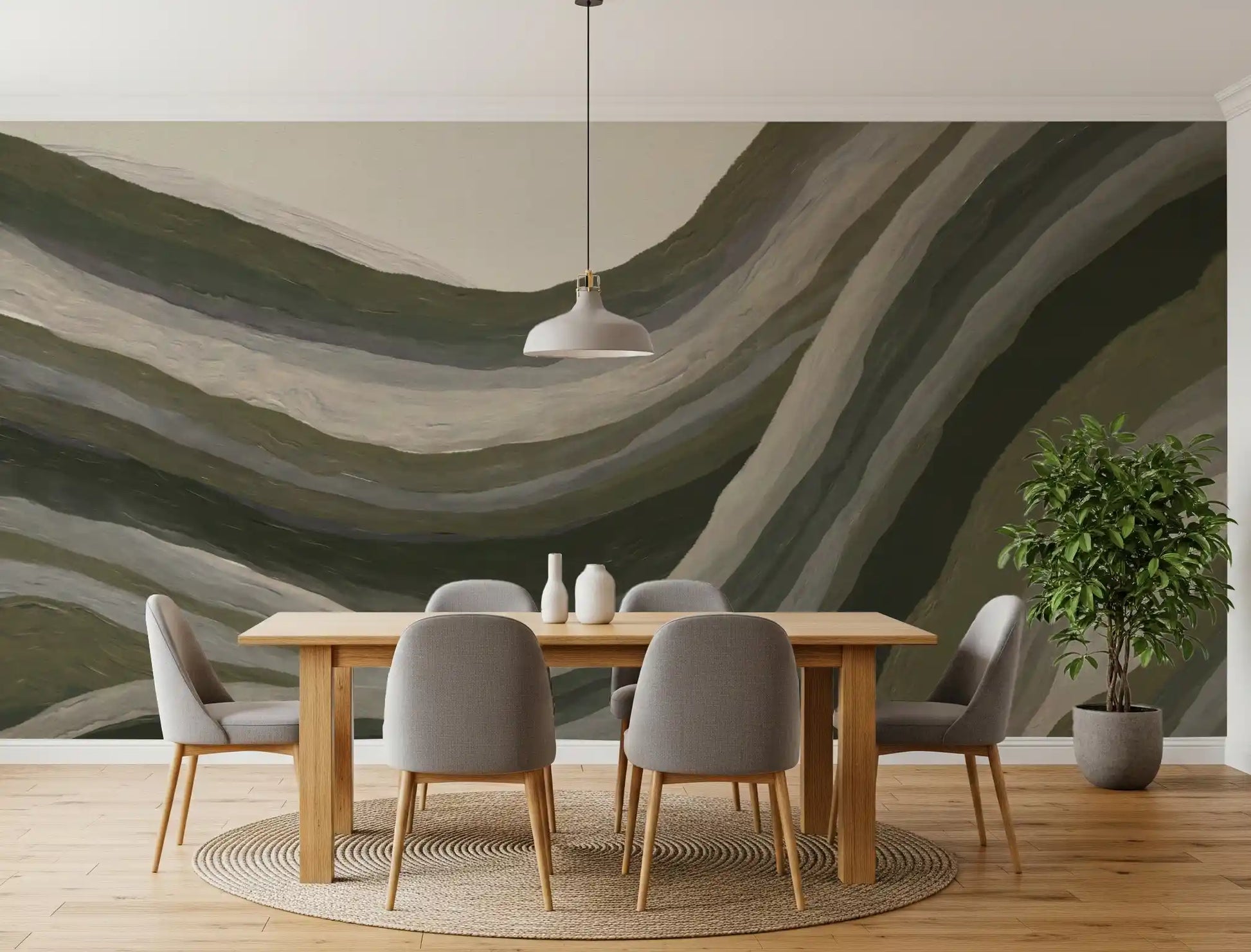 Olive Sage Rolling Hills Wall Mural