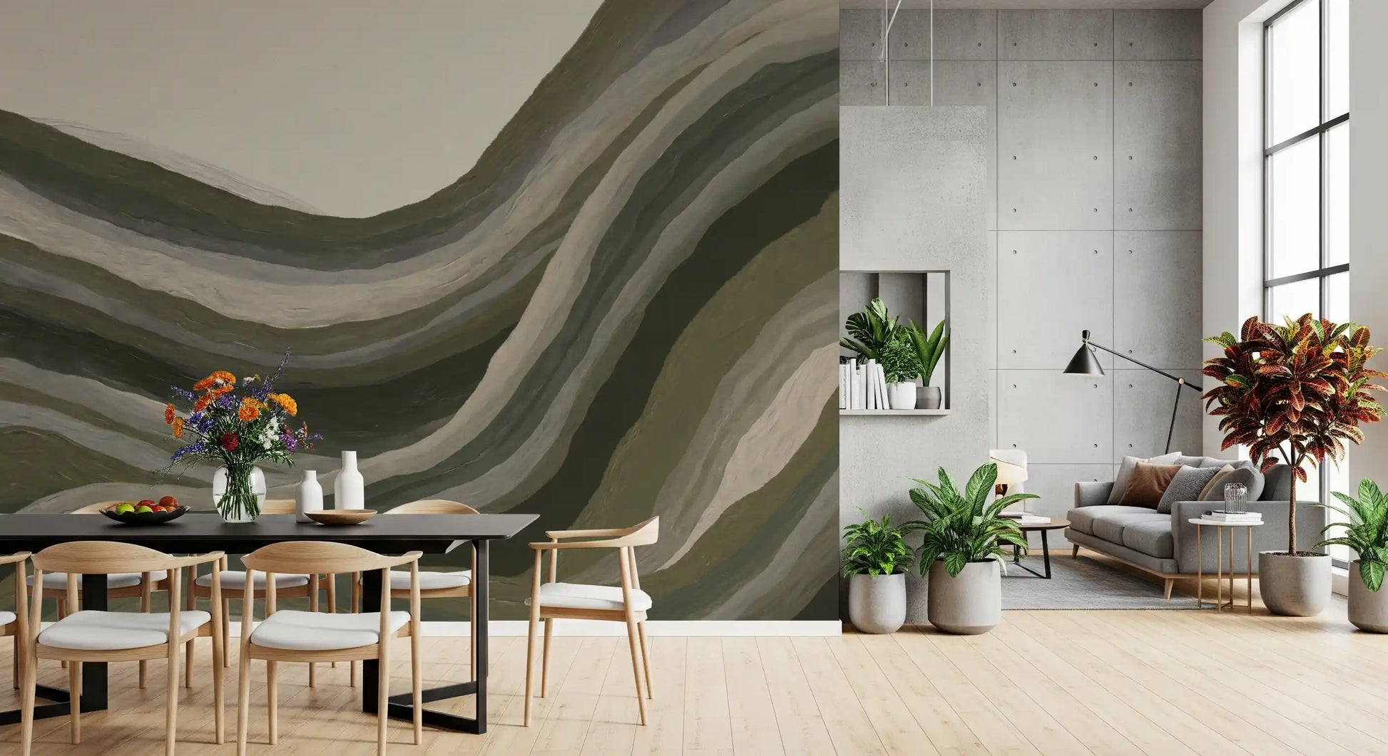 Olive Sage Rolling Hills Wall Mural
