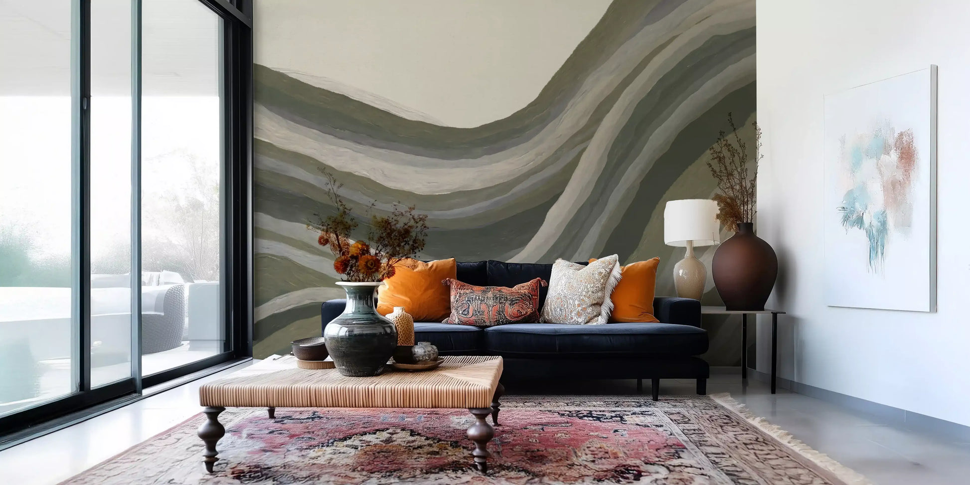 Olive Sage Rolling Hills Wall Mural
