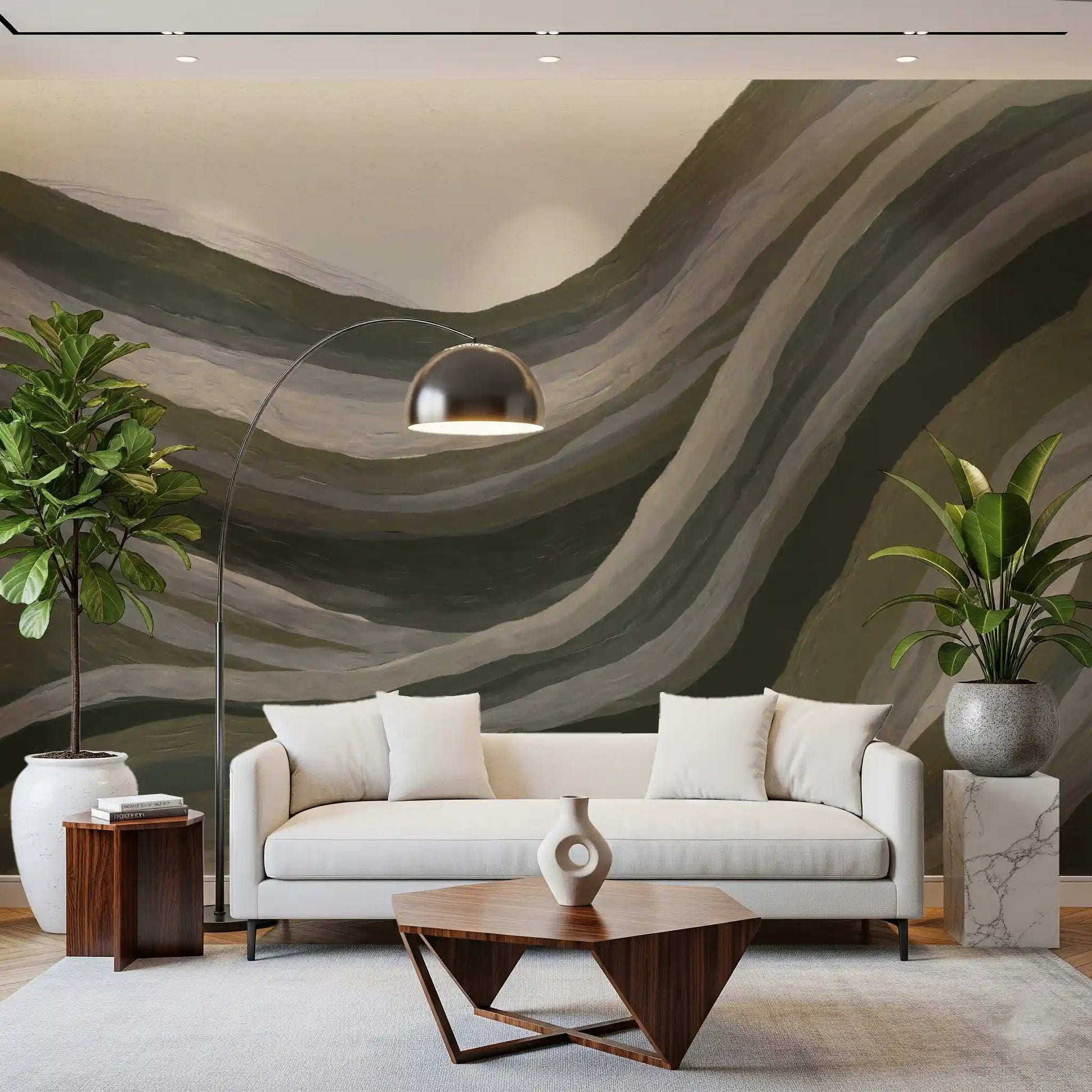 Olive Sage Rolling Hills Wall Mural
