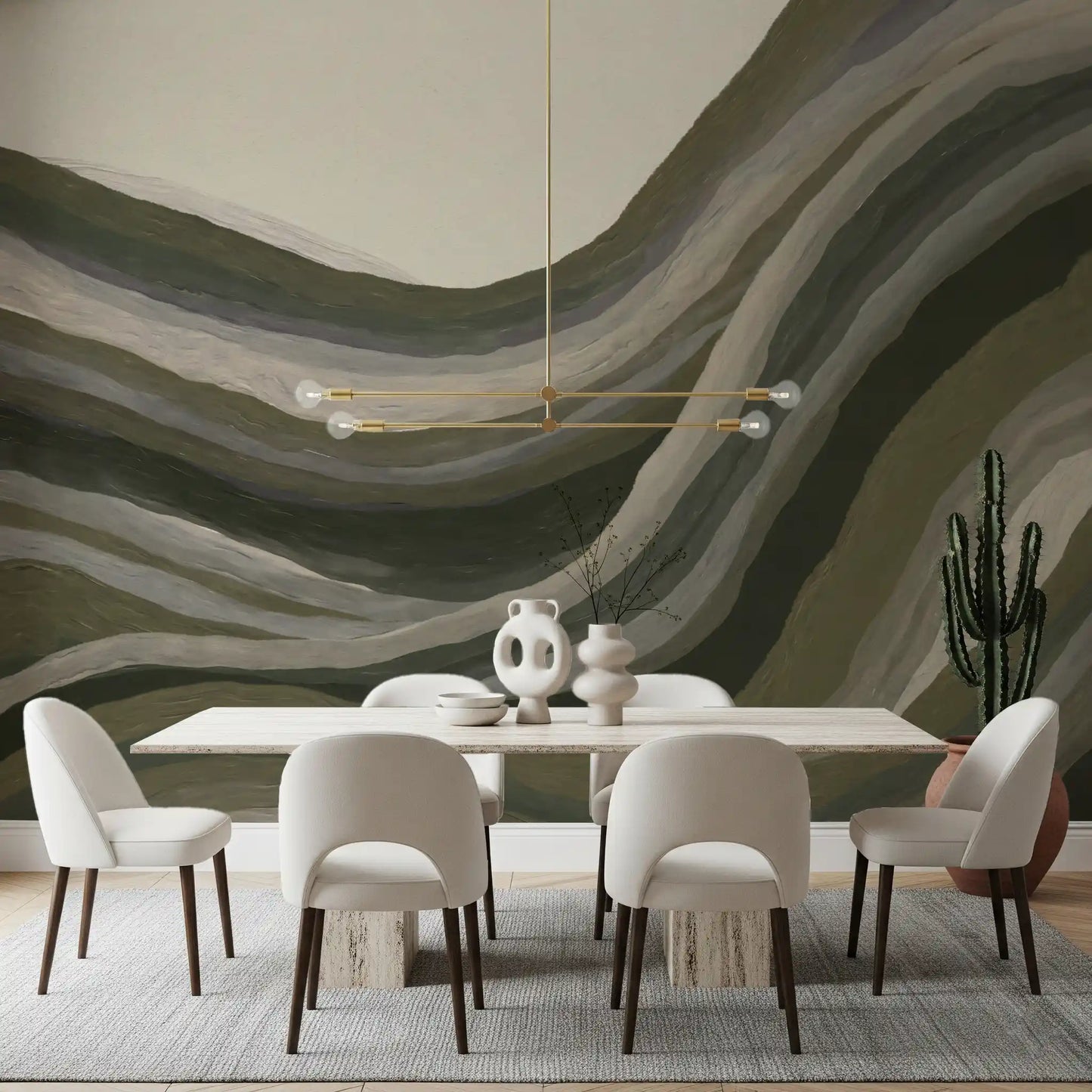 Olive Sage Rolling Hills Wall Mural