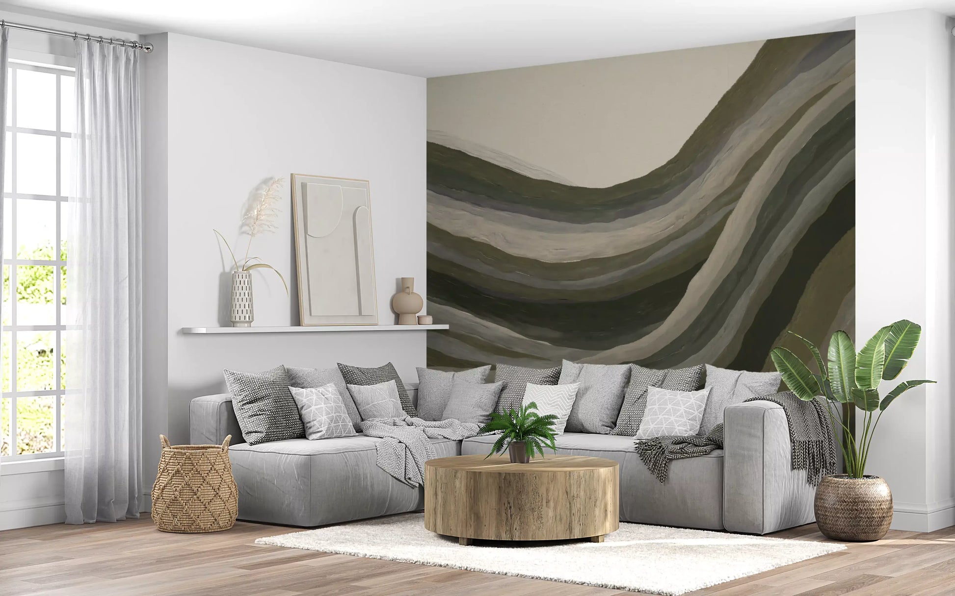 Olive Sage Rolling Hills Wall Mural