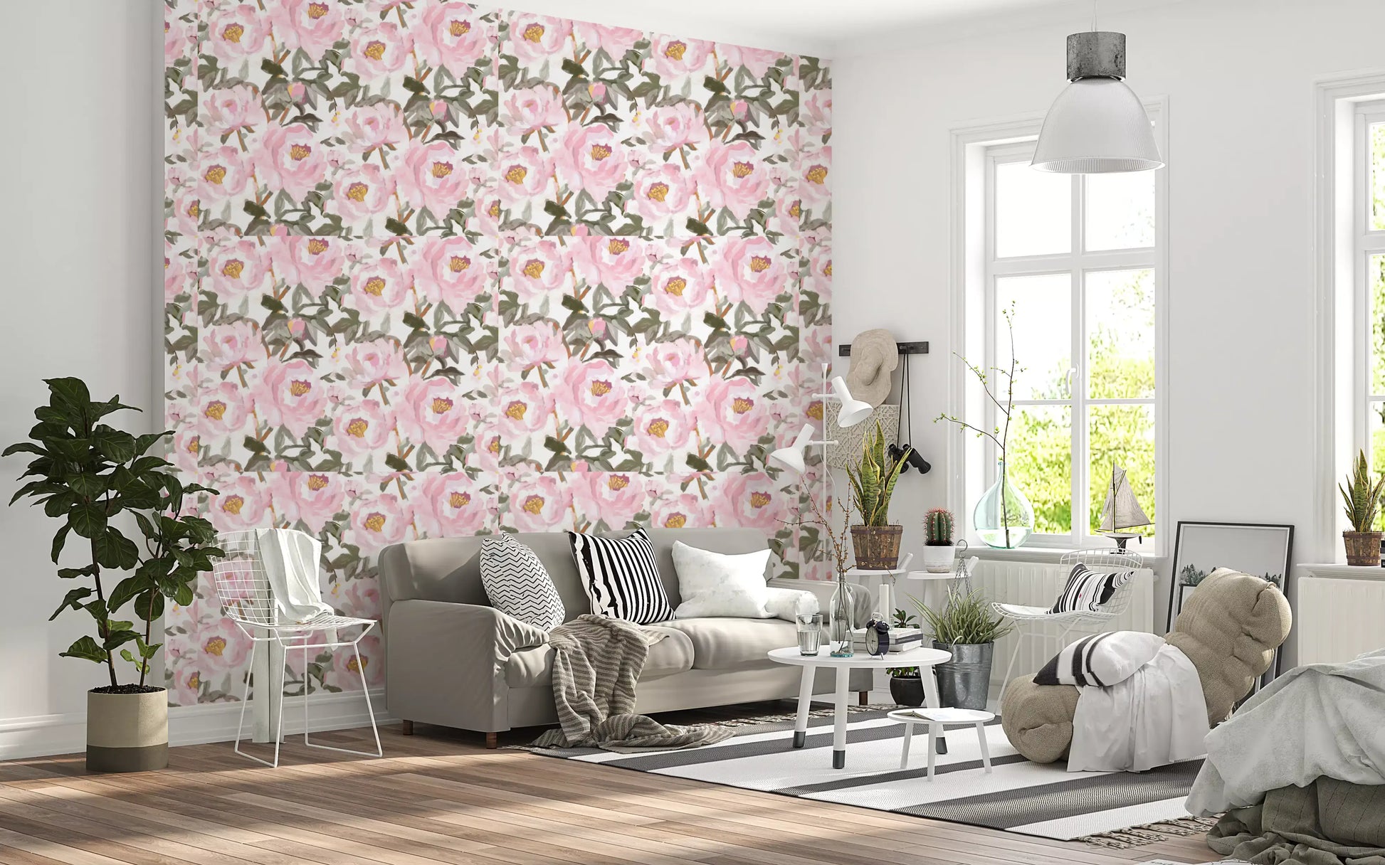 Soft Pink Peony Garden Wallpaper⁠