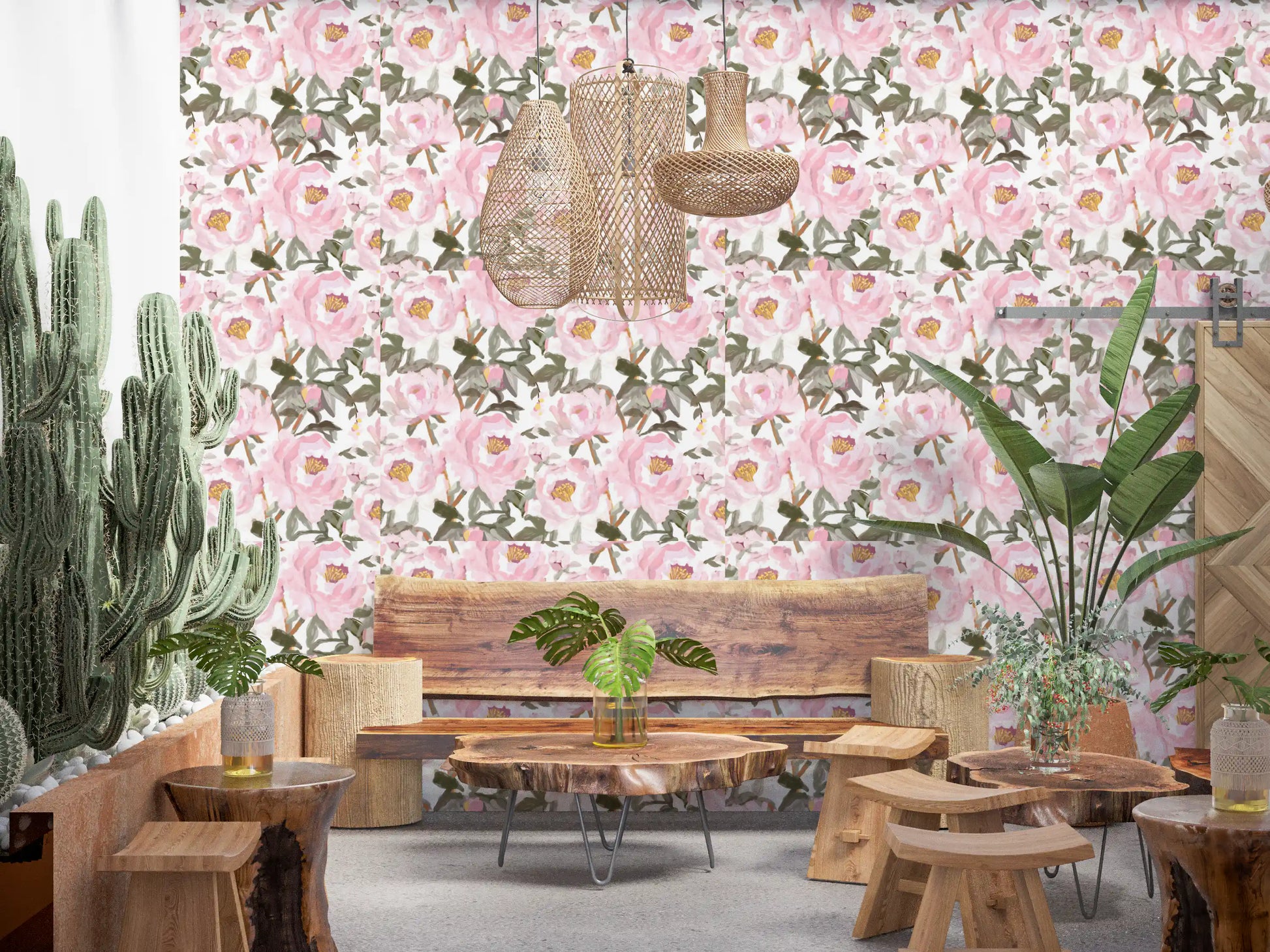 Soft Pink Peony Garden Wallpaper⁠