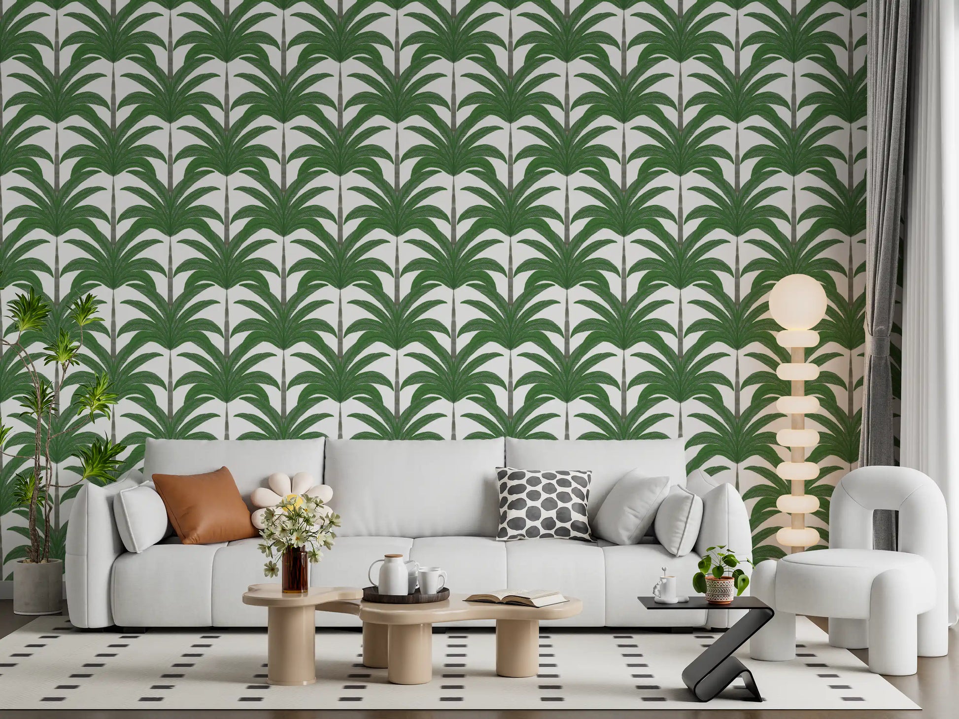 Arched Palm Frond Botanical Art Wallpaper⁠
