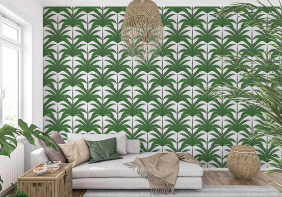 Arched Palm Frond Botanical Art Wallpaper⁠