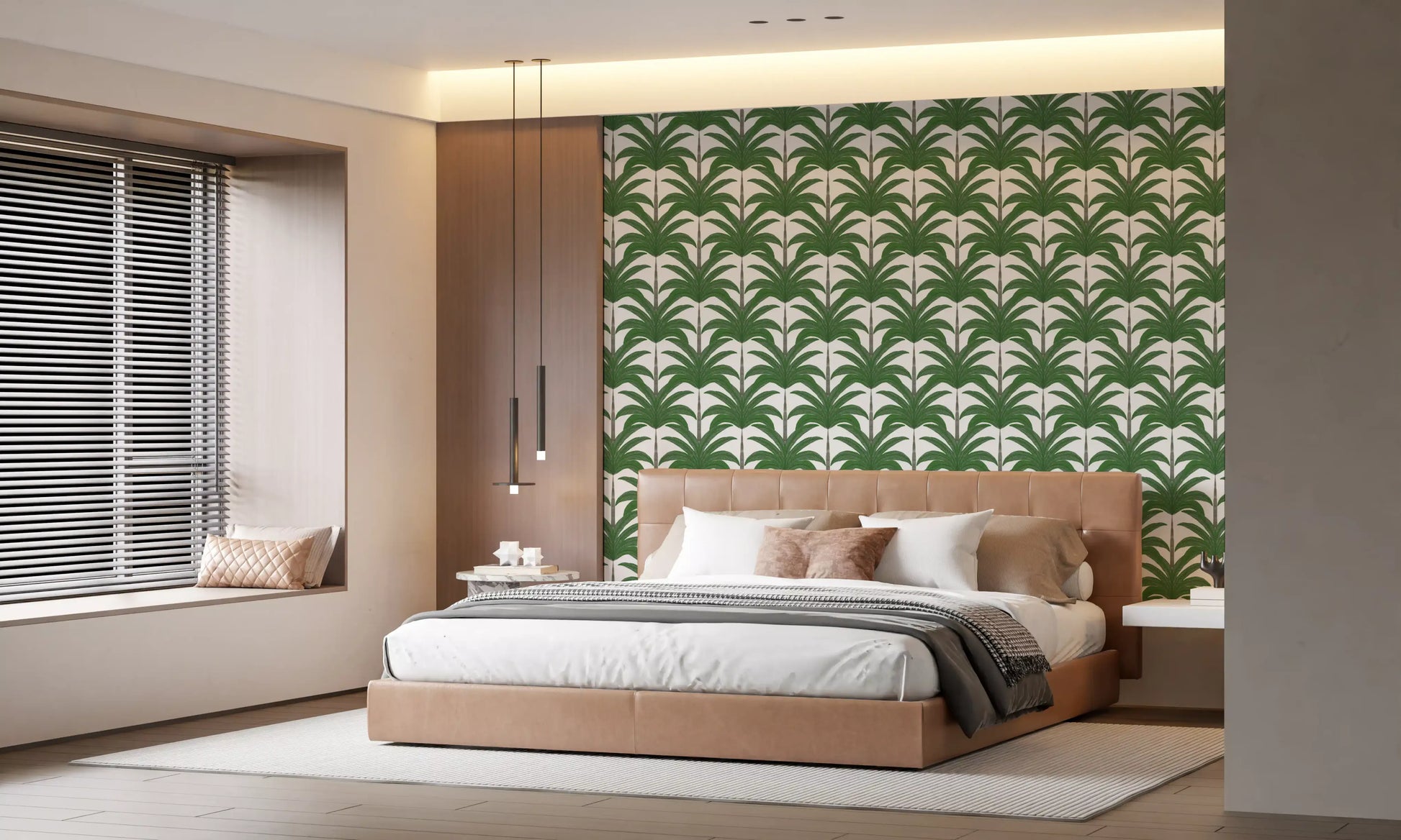 Arched Palm Frond Botanical Art Wallpaper⁠