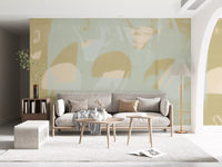 Muted Sage Geometric Layers Wall Mural
