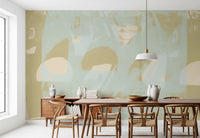 Muted Sage Geometric Layers Wall Mural