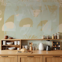 Muted Sage Geometric Layers Wall Mural