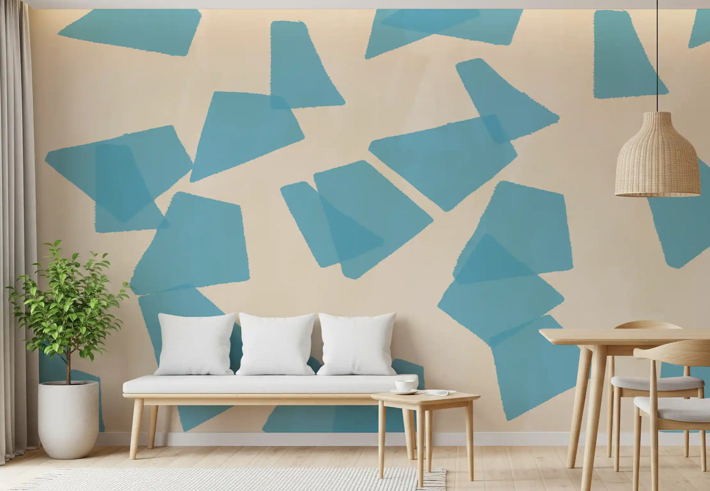 Floating Azure Fragments Wall Mural