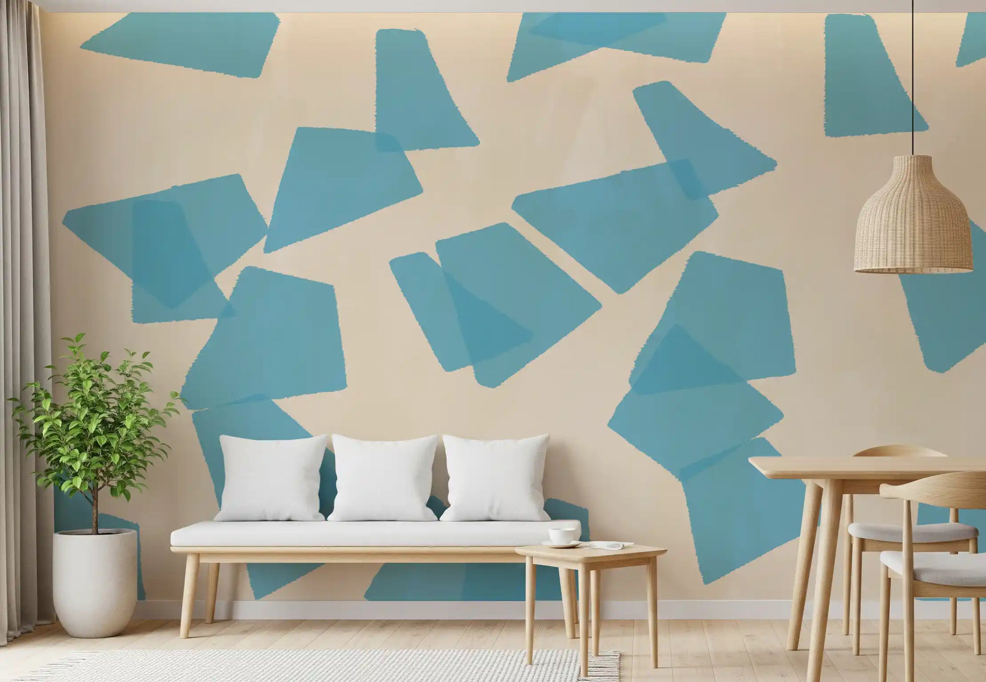 Floating Azure Fragments Wall Mural
