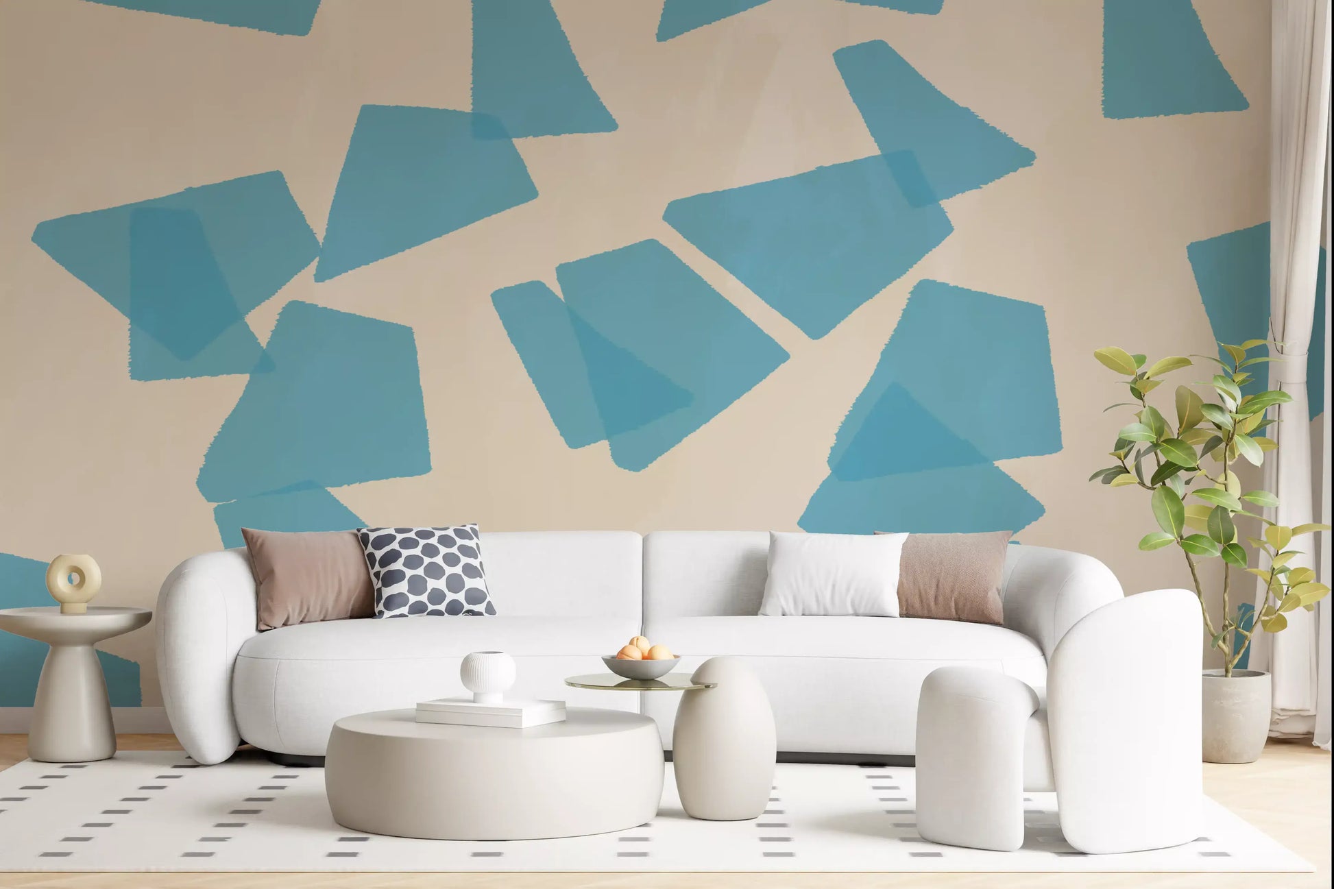Floating Azure Fragments Wall Mural