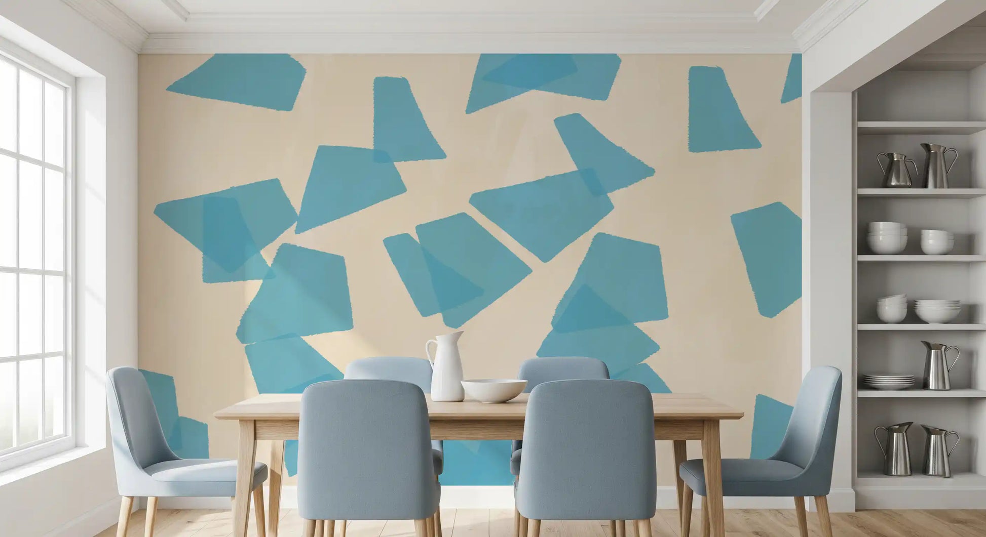 Floating Azure Fragments Wall Mural