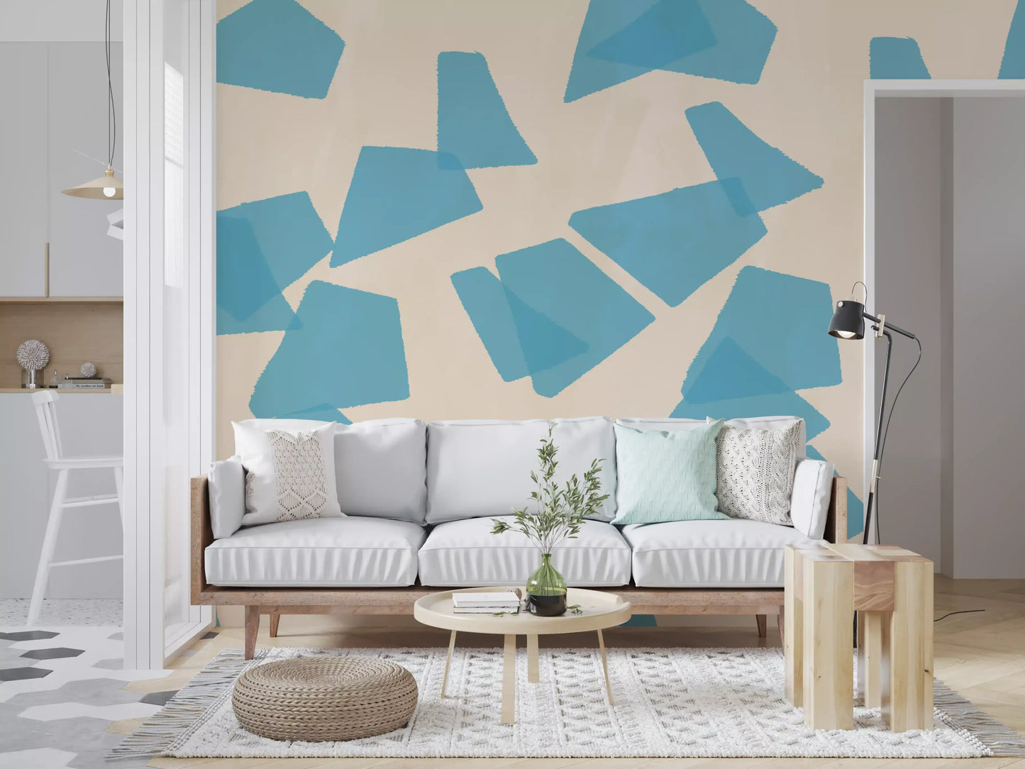 Floating Azure Fragments Wall Mural