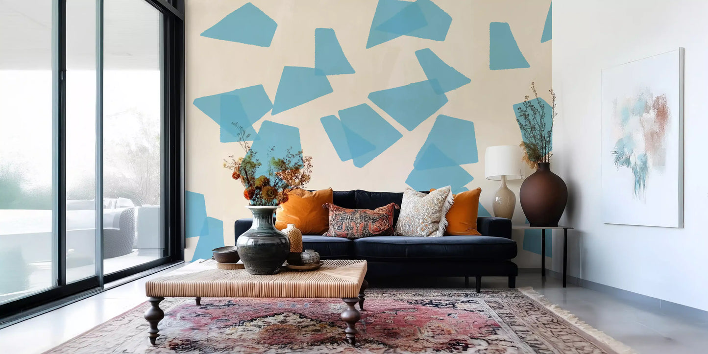 Floating Azure Fragments Wall Mural