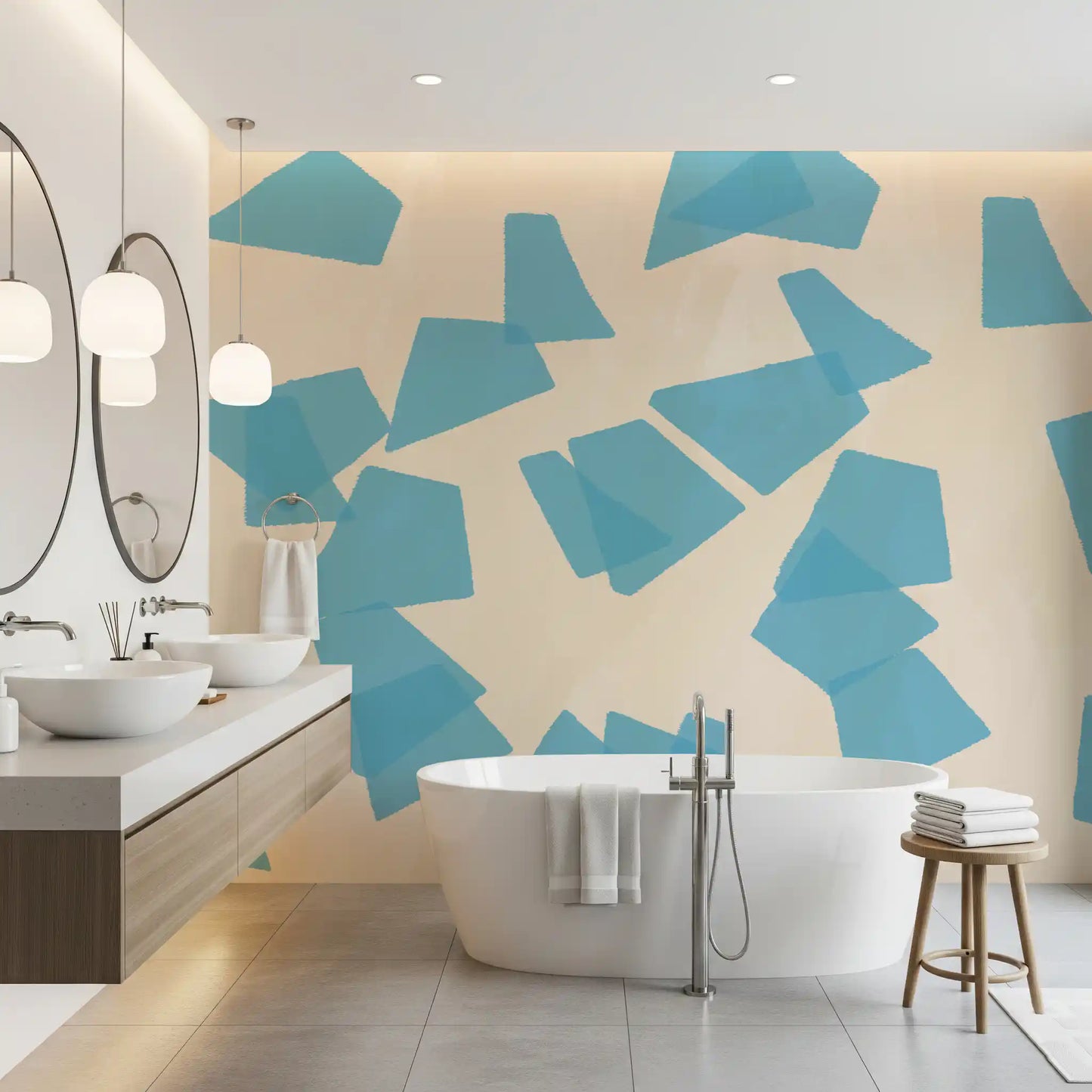 Floating Azure Fragments Wall Mural