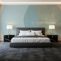 Sage and Blue Geometric Arcs Wall Mural
