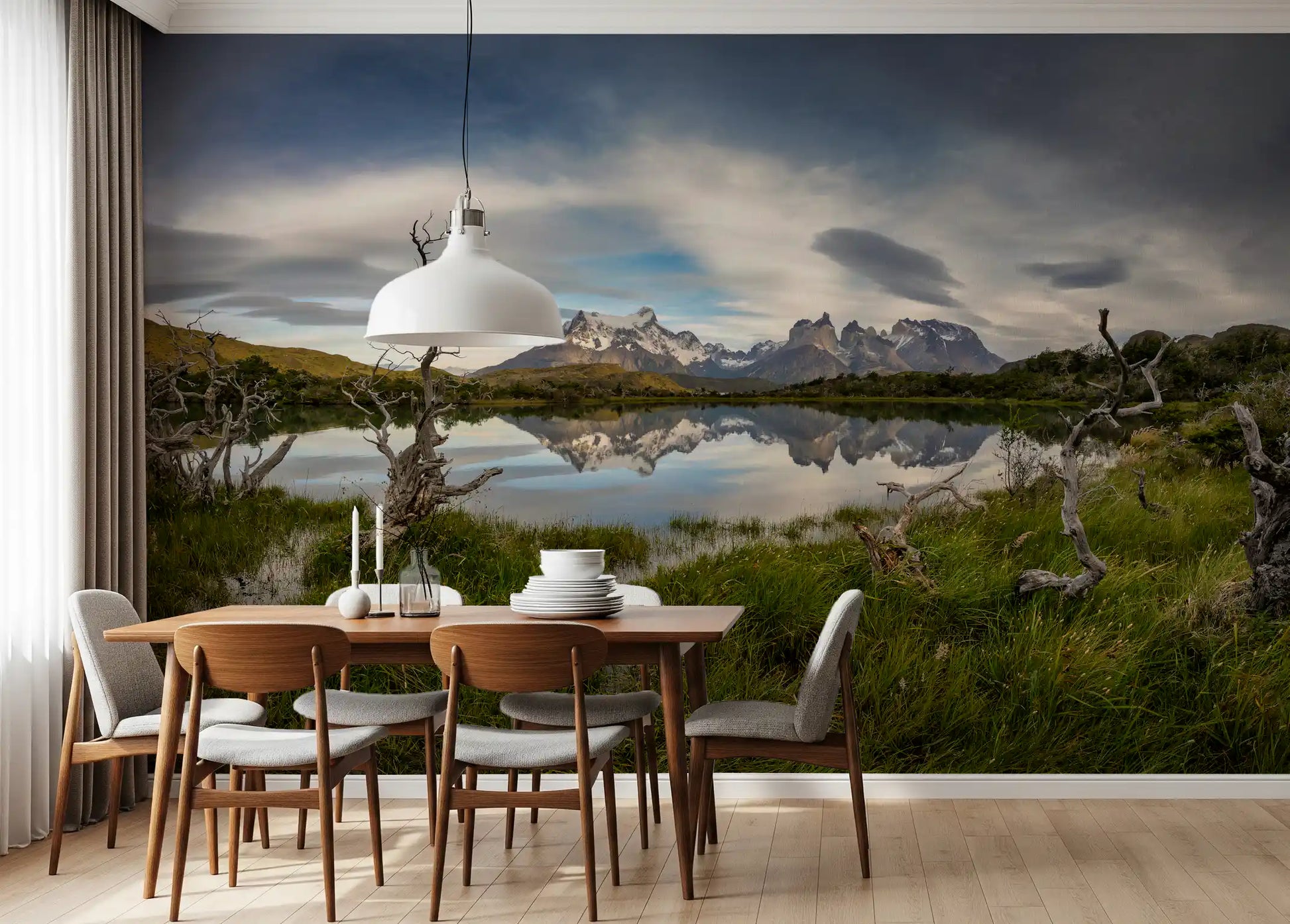 Patagonian Mountain Reflection Wall Mural