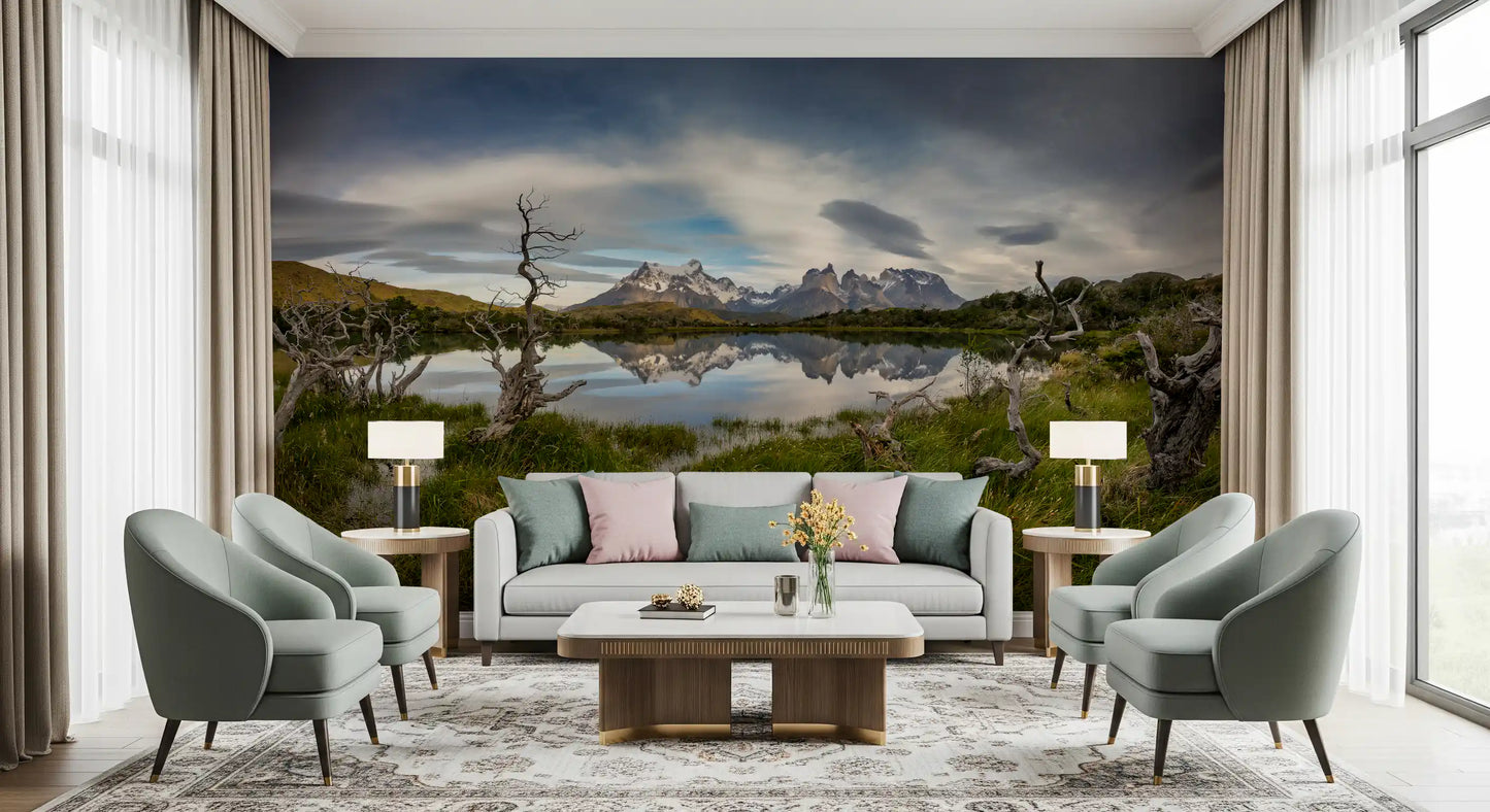 Patagonian Mountain Reflection Wall Mural
